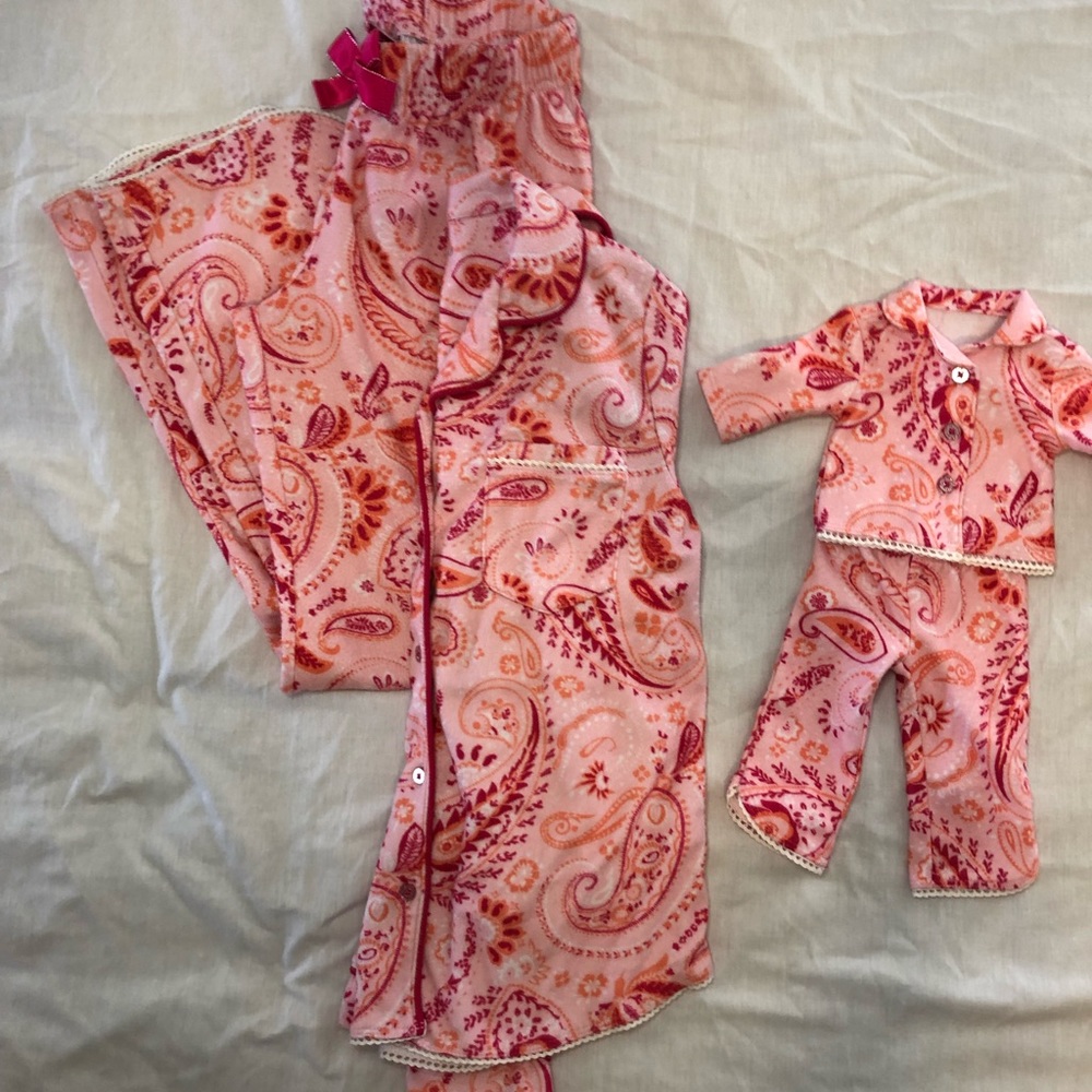 American girl pajamas with matching doll set